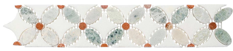 Ming Green(oval)+Red(dots)+Thassos white